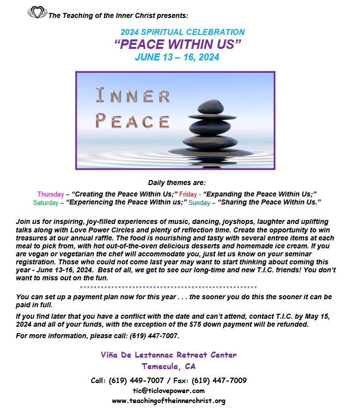Spiritual Retreat 2024 - PEACE WITHIN US